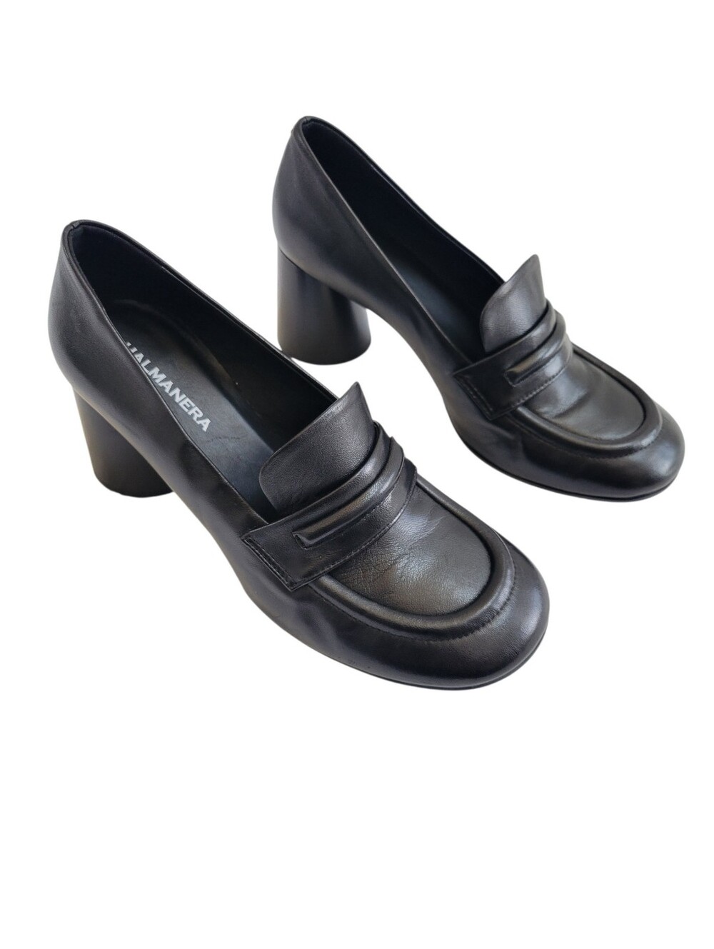 Halmanera Ada Chunky Block Heel Penny Loafer Black Size 39 9